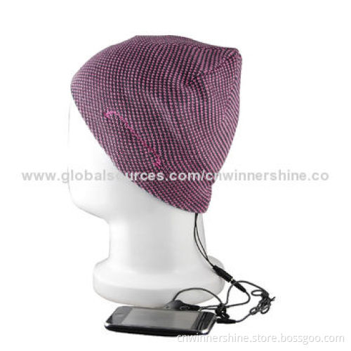 Wired audio beanie with 3.5mm audio cable for smartphones, tablets and MP3 players
